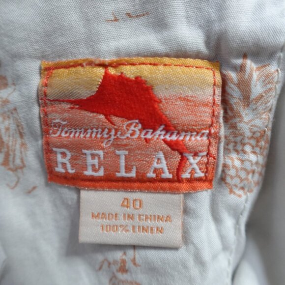 Tommy Bahama Shorts 40 Blue 100% Linen Hickory Striped 11" in - Picture 9 of 12